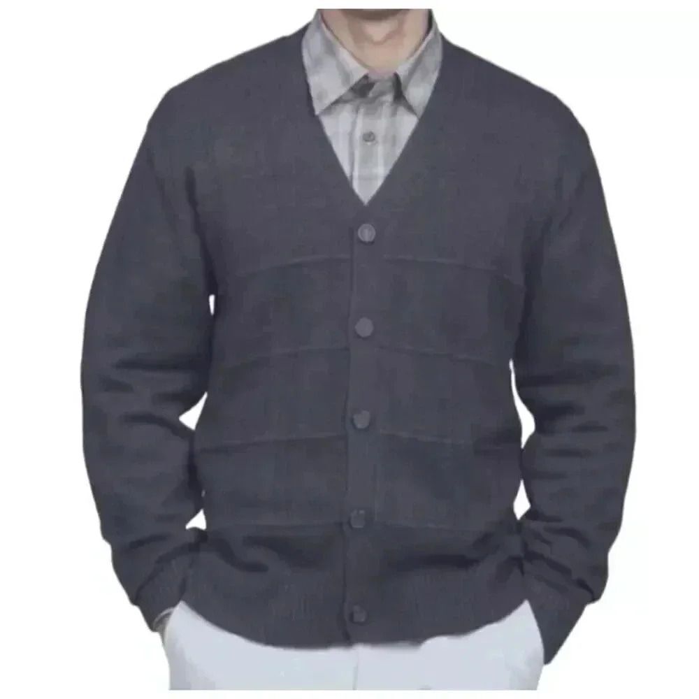 Oscar De La Renta Mens Classic Quiet Luxury Charcoal Gray Grandpa SZ S #2311